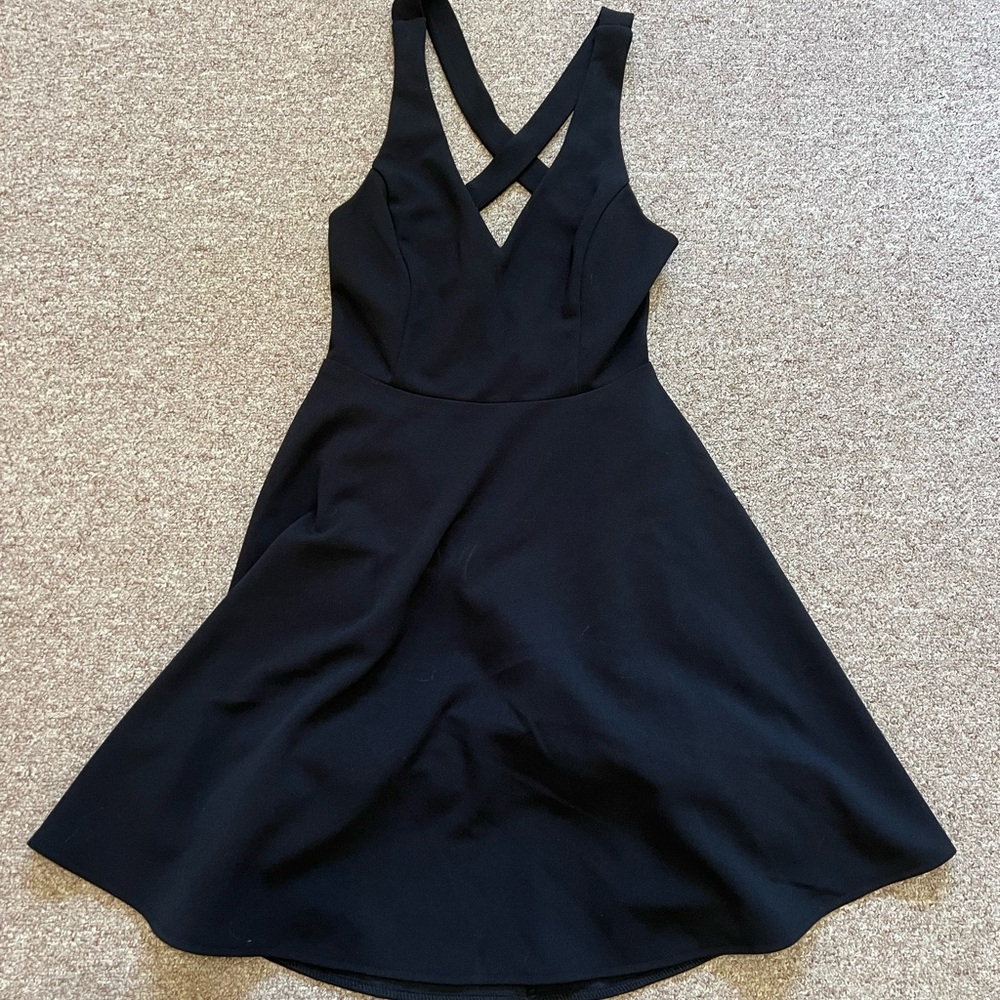 Lulu's Black Peplum Halter Cocktail Dress